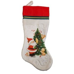 Vintage Moorhead Inc Christmas Stocking 16" Santa Forest Animals Tree Decorating